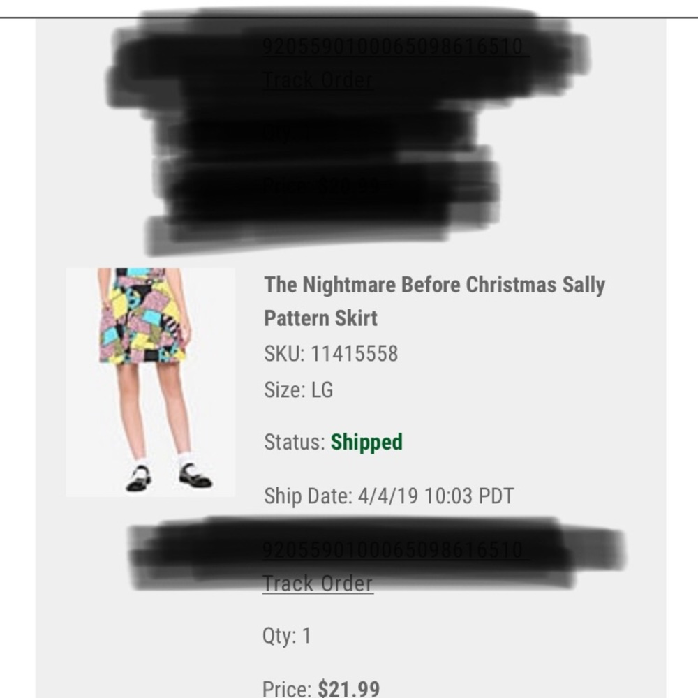 Nightmare Before Christmas Sally pattern skirt